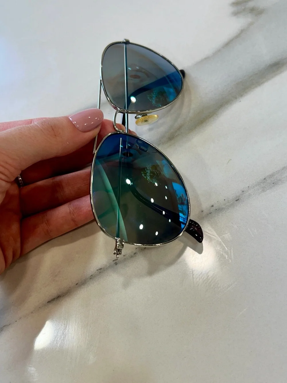 H&M Silver Aviator Sunglasses with Mirrored Lens